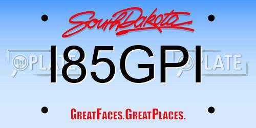 I85GPI South Dakota License Plate