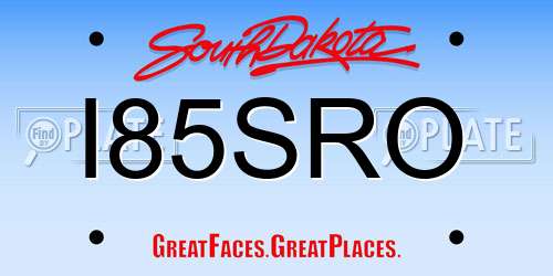 I85SRO South Dakota License Plate