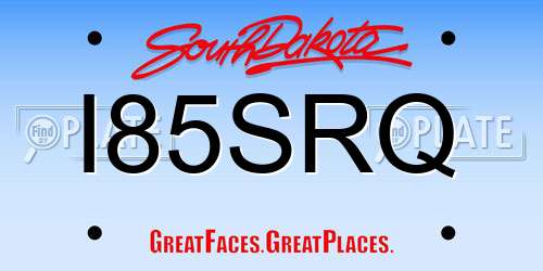 I85SRQ South Dakota License Plate