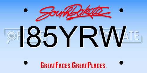 I85YRW South Dakota License Plate