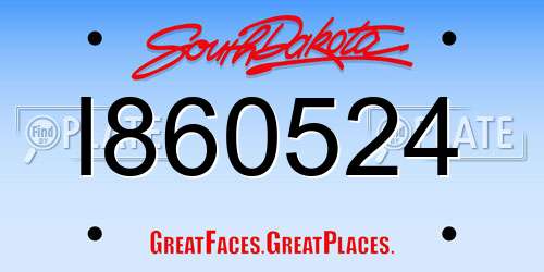 I860524 South Dakota License Plate