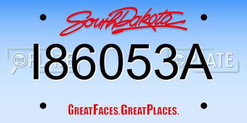 I86053A South Dakota License Plate