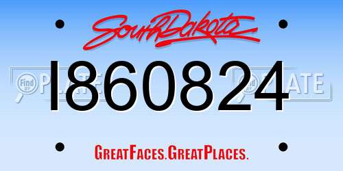 I860824 South Dakota License Plate