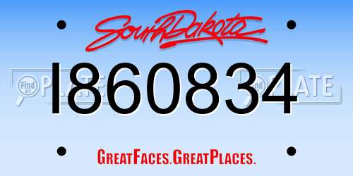 I860834 South Dakota License Plate