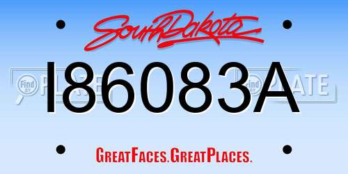 I86083A South Dakota License Plate