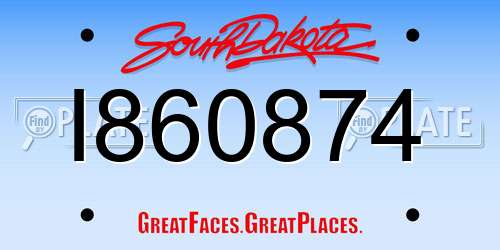 I860874 South Dakota License Plate