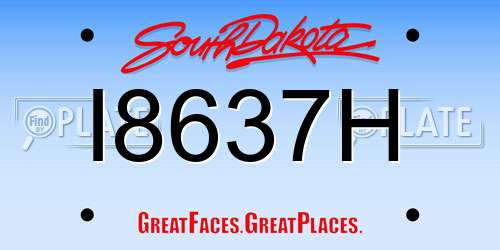 I8637H South Dakota License Plate