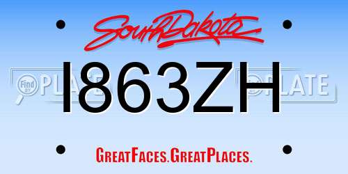 I863ZH South Dakota License Plate