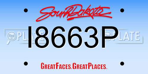 I8663P South Dakota License Plate