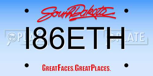 I86ETH South Dakota License Plate