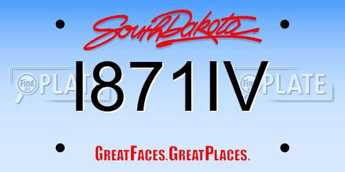 I871IV South Dakota License Plate