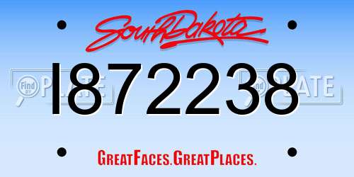 I872238 South Dakota License Plate