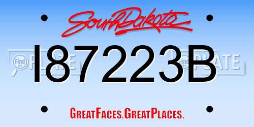 I87223B South Dakota License Plate