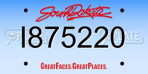 I875220 South Dakota License Plate