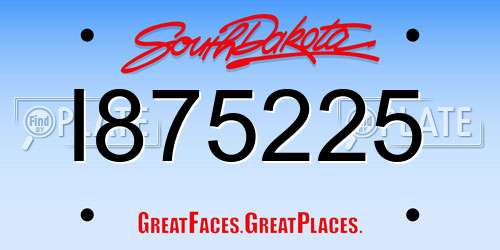 I875225 South Dakota License Plate