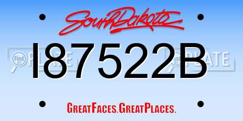 I87522B South Dakota License Plate