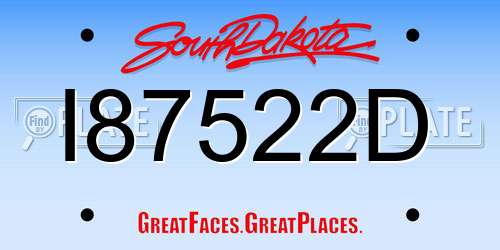 I87522D South Dakota License Plate