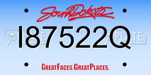 I87522Q South Dakota License Plate