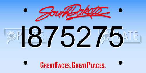 I875275 South Dakota License Plate