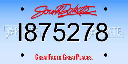 I875278 South Dakota License Plate