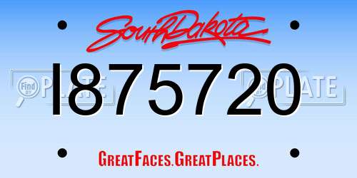 I875720 South Dakota License Plate