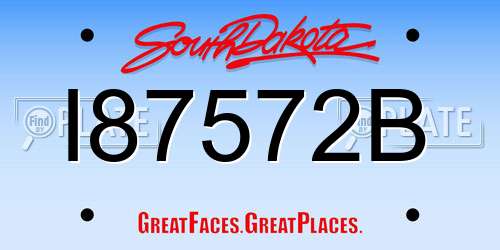 I87572B South Dakota License Plate