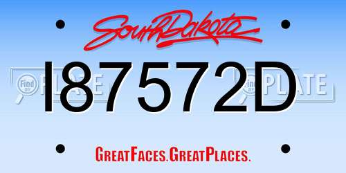 I87572D South Dakota License Plate