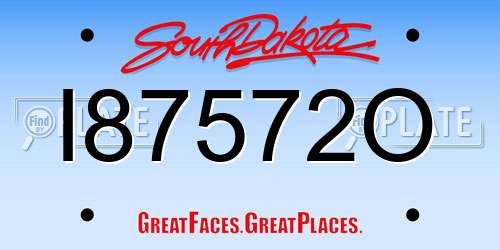 I87572O South Dakota License Plate