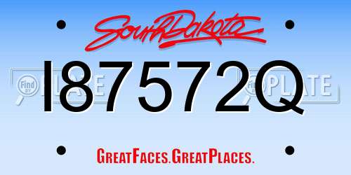 I87572Q South Dakota License Plate