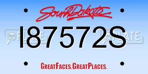 I87572S South Dakota License Plate