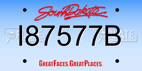 I87577B South Dakota License Plate