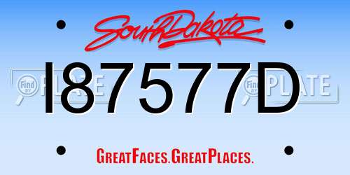 I87577D South Dakota License Plate