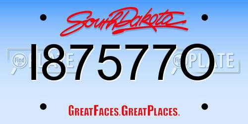 I87577O South Dakota License Plate
