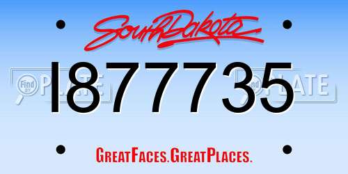 I877735 South Dakota License Plate