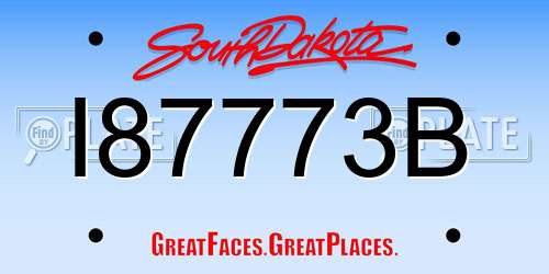 I87773B South Dakota License Plate