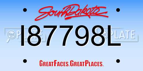 I87798L South Dakota License Plate