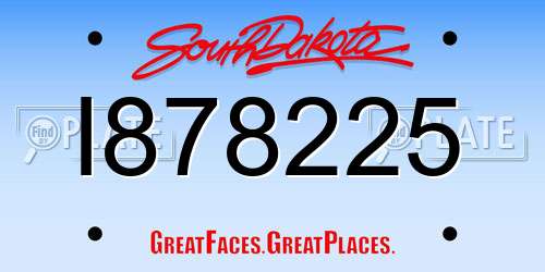 I878225 South Dakota License Plate