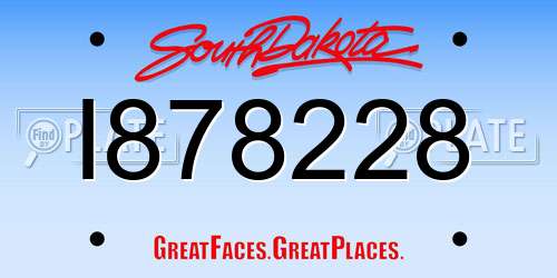 I878228 South Dakota License Plate