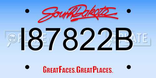 I87822B South Dakota License Plate