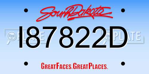 I87822D South Dakota License Plate