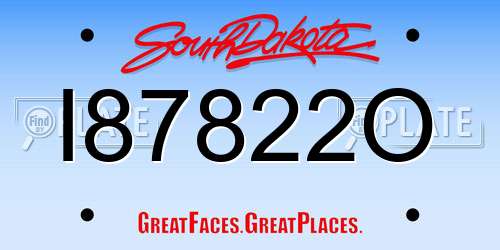 I87822O South Dakota License Plate