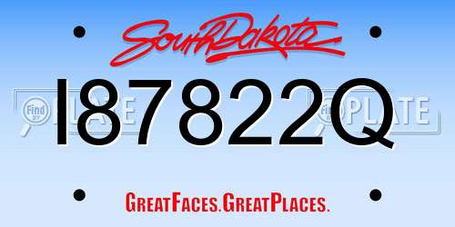 I87822Q South Dakota License Plate