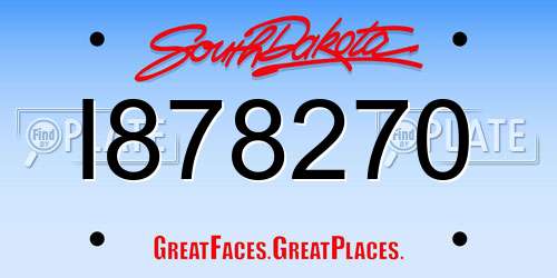 I878270 South Dakota License Plate
