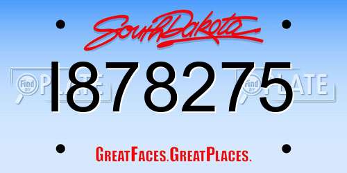 I878275 South Dakota License Plate