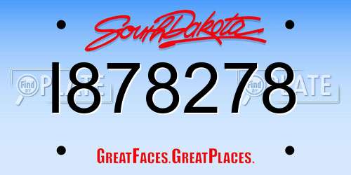 I878278 South Dakota License Plate