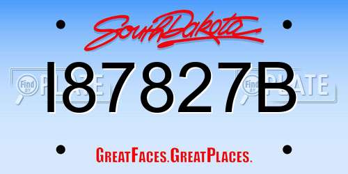 I87827B South Dakota License Plate