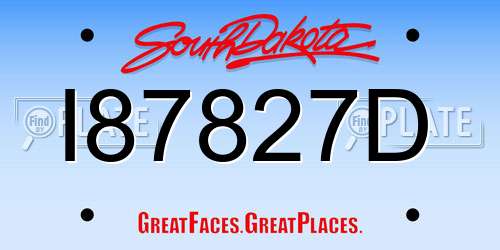 I87827D South Dakota License Plate