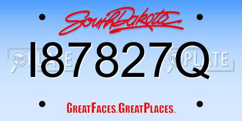 I87827Q South Dakota License Plate