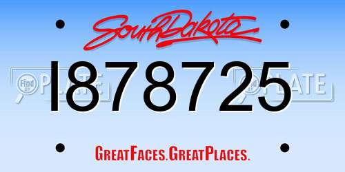 I878725 South Dakota License Plate
