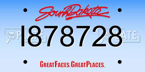 I878728 South Dakota License Plate